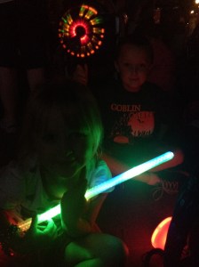 Hard to see, but let's just say they got every light up, noisy toy available.